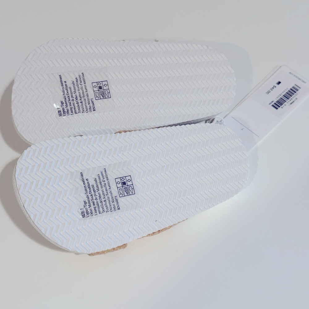 Janie and Jack Kids Sandals - Tan and White Woven Pool Slide - Picture 3 of 3